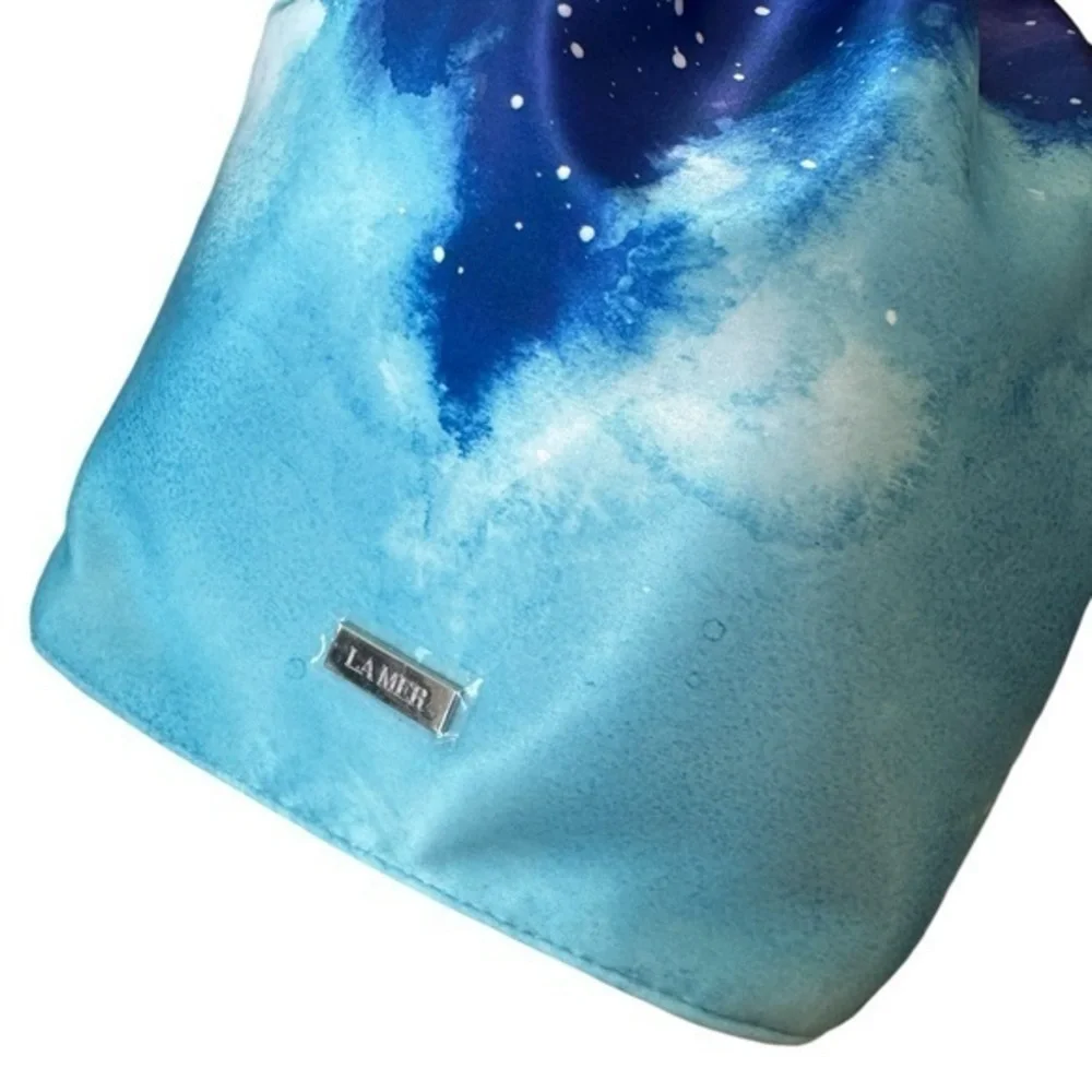 NEW La‎ Mer Blue Cosmetic Drawstring Zip Bags X 2 Bundle